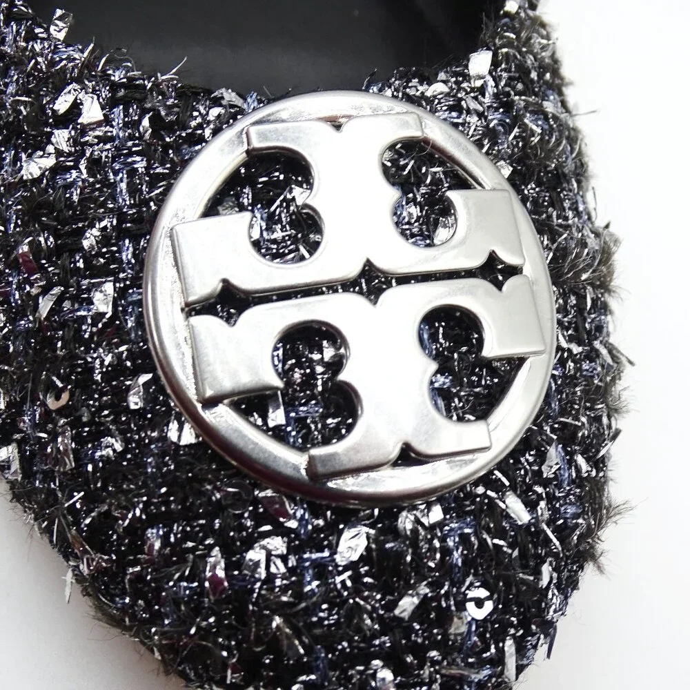 TORY BURCH Minnie Travel Fabric Ballet Flats with Metal Logo Size 8.5 - Picture 7 of 10